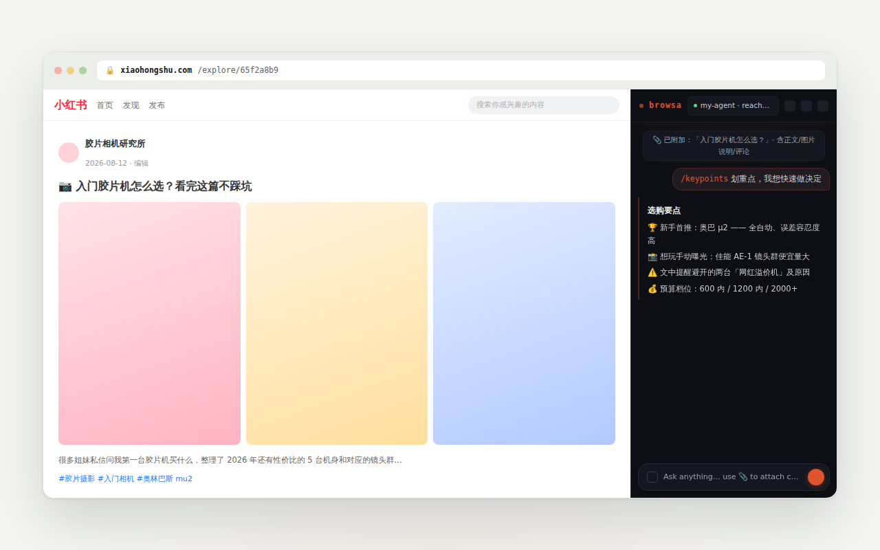 browsa 从小红书笔记中提取决策要点